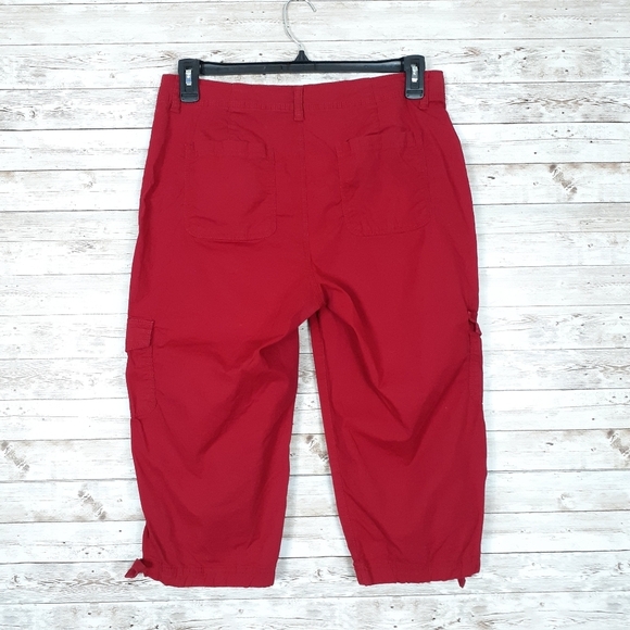 St Johns Bay Womens Capri Pants Size 12 Red 625 - Picture 2 of 5